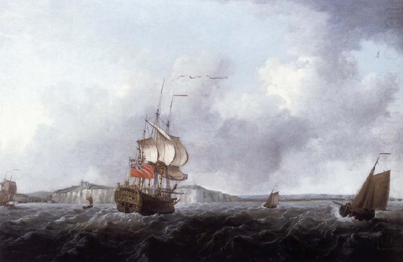 A large two-decker and a cutter off Dover, Francis Swaine
